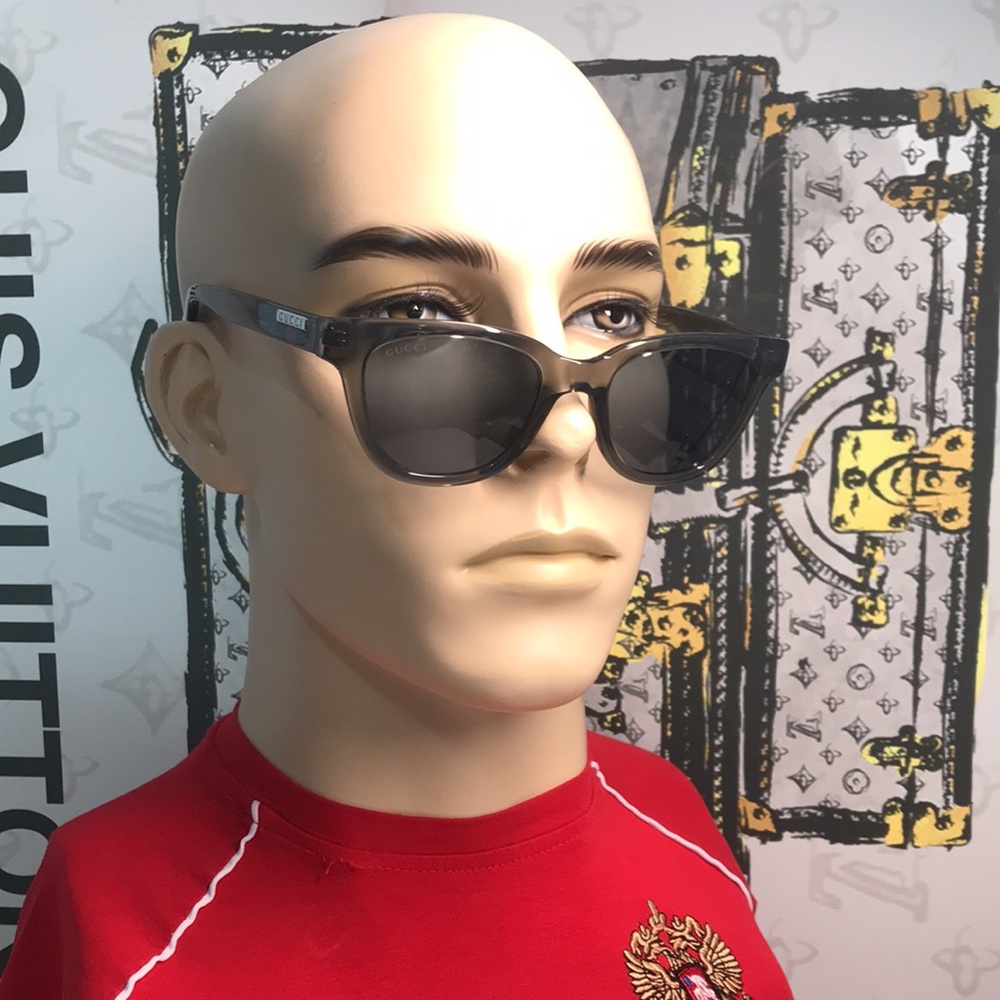 ✨ Brand New Gucci GG1116S 003 Sunglasses – Grey Frame with Blue Lenses ✨